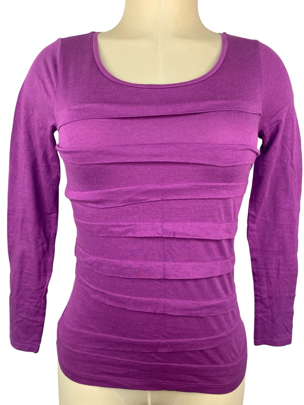 Loft Purple Layered Long-Sleeve Scoop Neck Top Women’s XSP